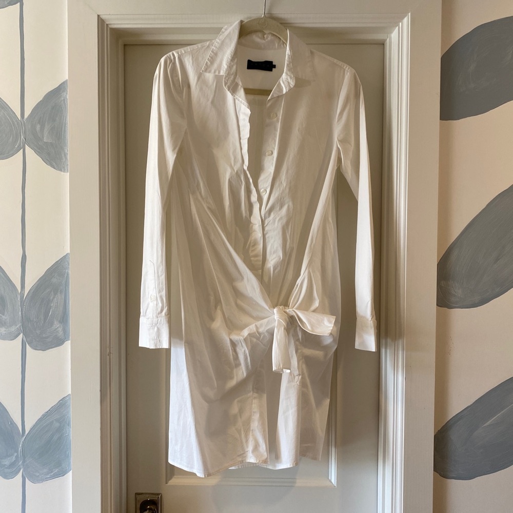 Hatch Collection White Shirt Dress. Tie Waist.